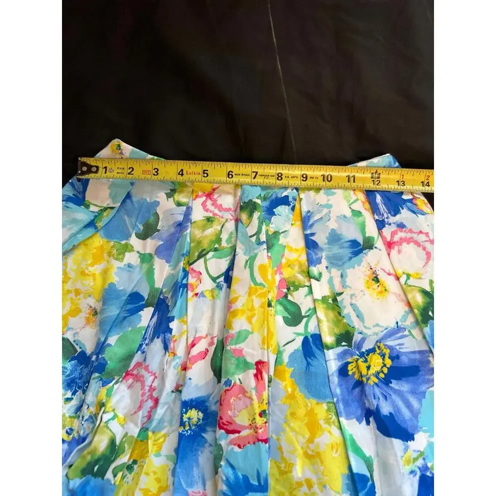 Polo Ralph Lauren‎ Girls Fully Lined Cotton Sateen Floral Pleated Mini Skirt 14
